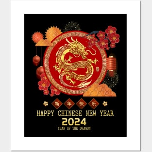 Chinese New Year 2024 Happy New Year 2024 Year of the Dragon Posters and Art